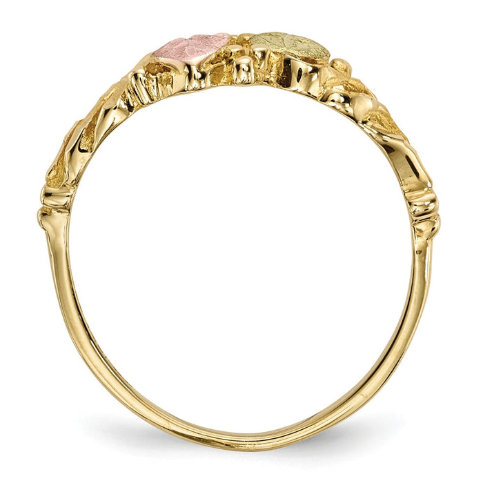Black Hills Gold 10k Yellow Gold Tri-Color Ring, Size: 7