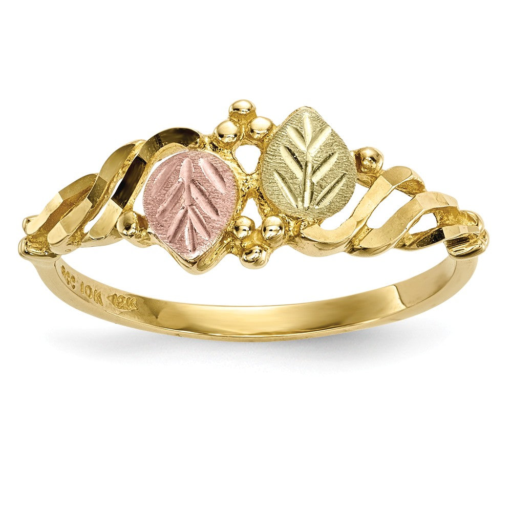 Black Hills Gold 10k Yellow Gold Tri-Color Ring, Size: 7
