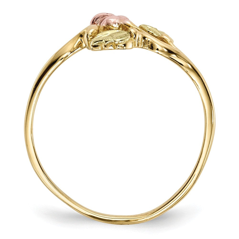 Black Hills Gold 10k Yellow Gold Tri-Color Rose Ring, Size: 7