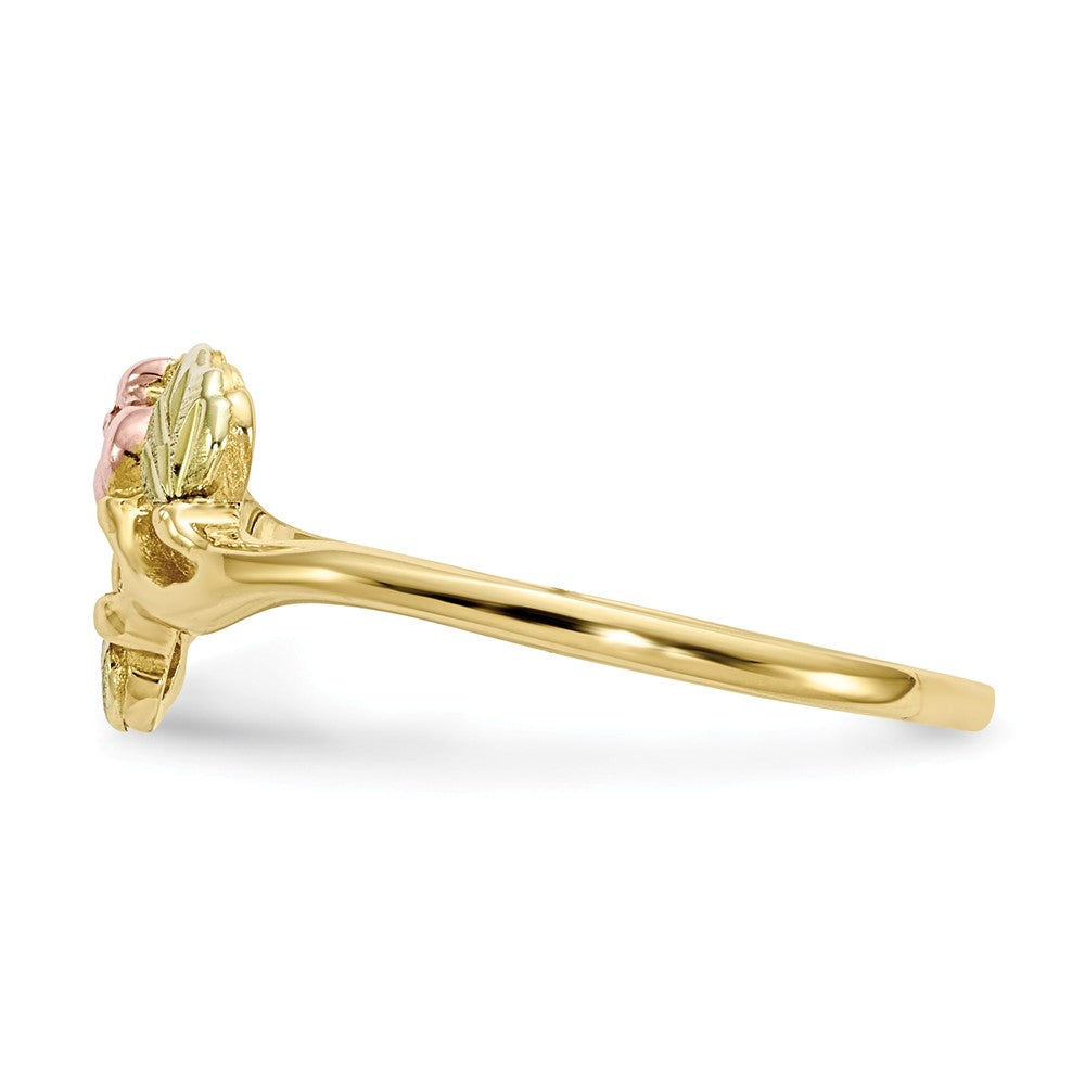 Black Hills Gold 10k Yellow Gold Tri-Color Rose Ring, Size: 7