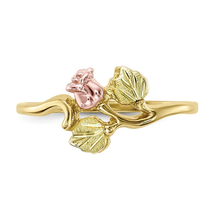 Black Hills Gold 10k Yellow Gold Tri-Color Rose Ring, Size: 7