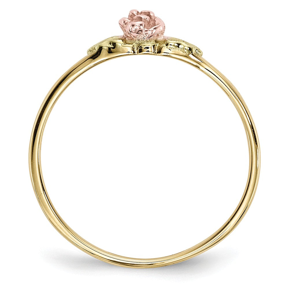Black Hills Gold 10k Yellow Gold Tri-Color Rose Ring, Size: 7