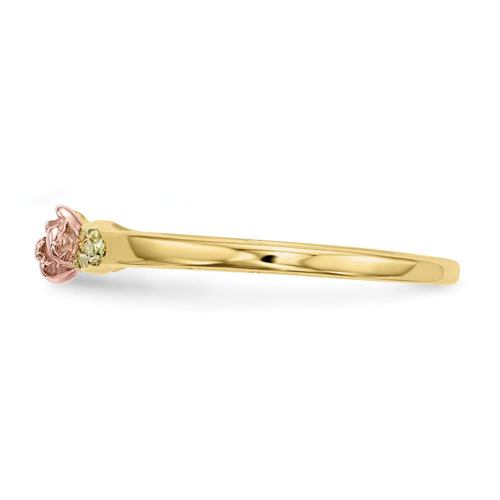 Black Hills Gold 10k Yellow Gold Tri-Color Rose Ring, Size: 7