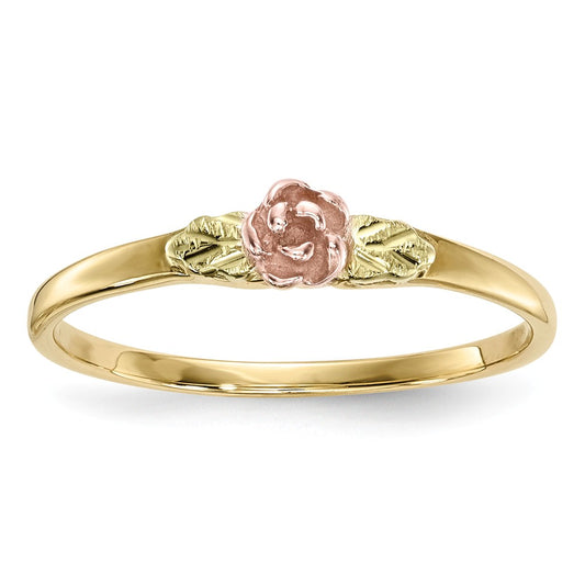 Black Hills Gold 10k Yellow Gold Tri-Color Rose Ring, Size: 7