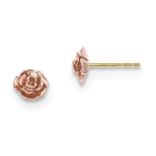 Black Hills Gold 10k Yellow Gold Tri-Color Rose Post Earrings, 6.17mm x 6.25mm