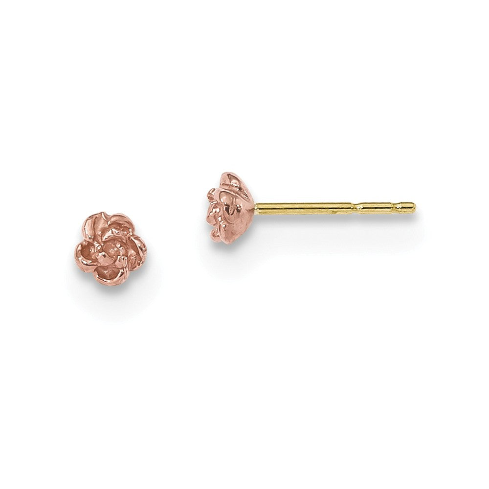 Black Hills Gold 10k Yellow Gold Tri-Color Rose Post Earrings, 4.15mm x 4.25mm