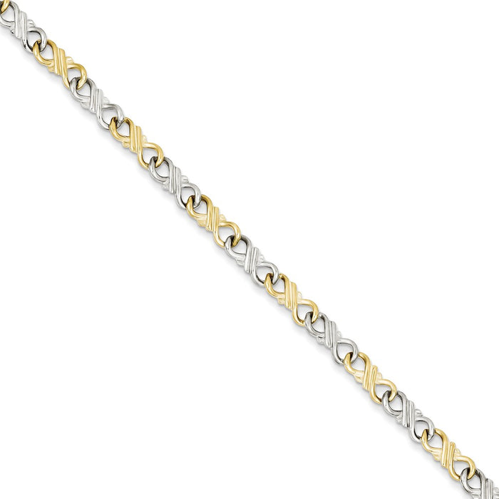 Million Charms 10k Two-Tone Solid Polished Fancy Bracelet, Chain Length: 7 inches