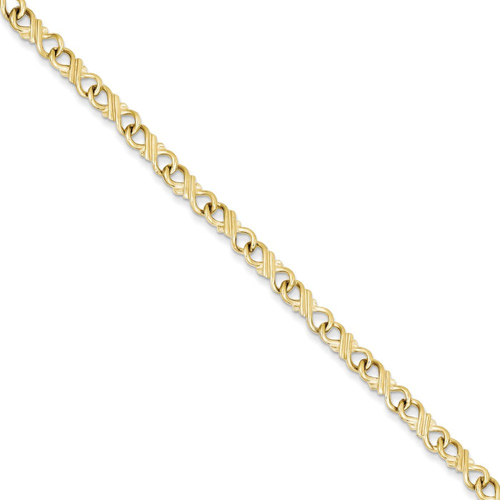 Million Charms 10k Yellow Gold Solid Polished Fancy Bracelet, Chain Length: 7 inches