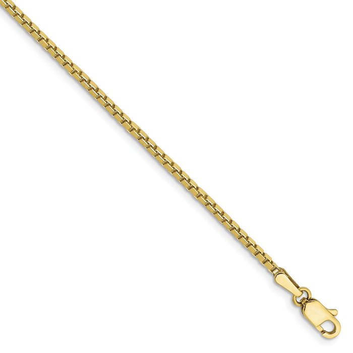 Million Charms 10k Yellow Gold 1.5mm Box Chain, Chain Length: 7 inches