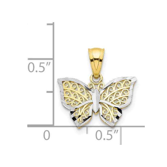 Million Charms 10K Yellow Gold Themed, Rhodium-plated Butterfly Charm