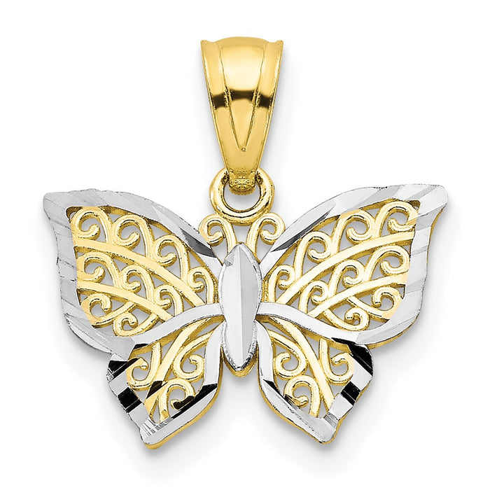 Million Charms 10K Yellow Gold Themed, Rhodium-plated Butterfly Charm