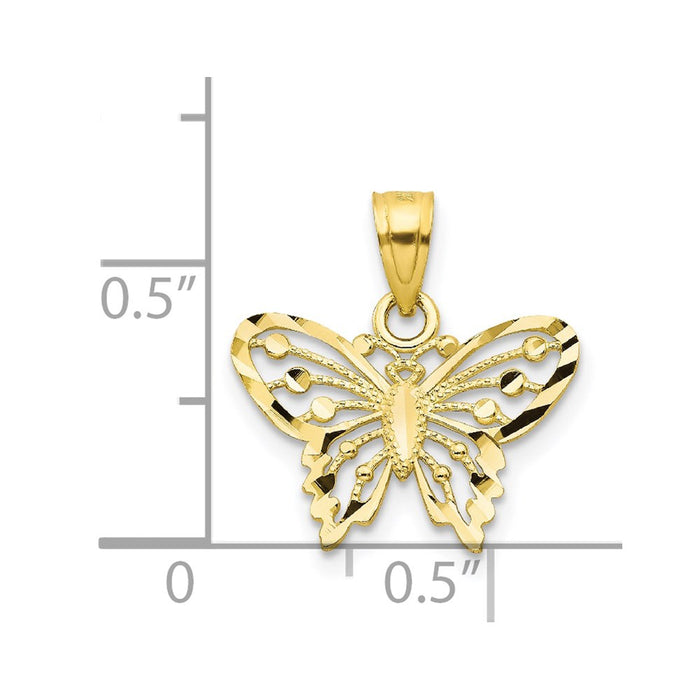 Million Charms 10K Yellow Gold Themed Diamond-Cut Butterfly Charm