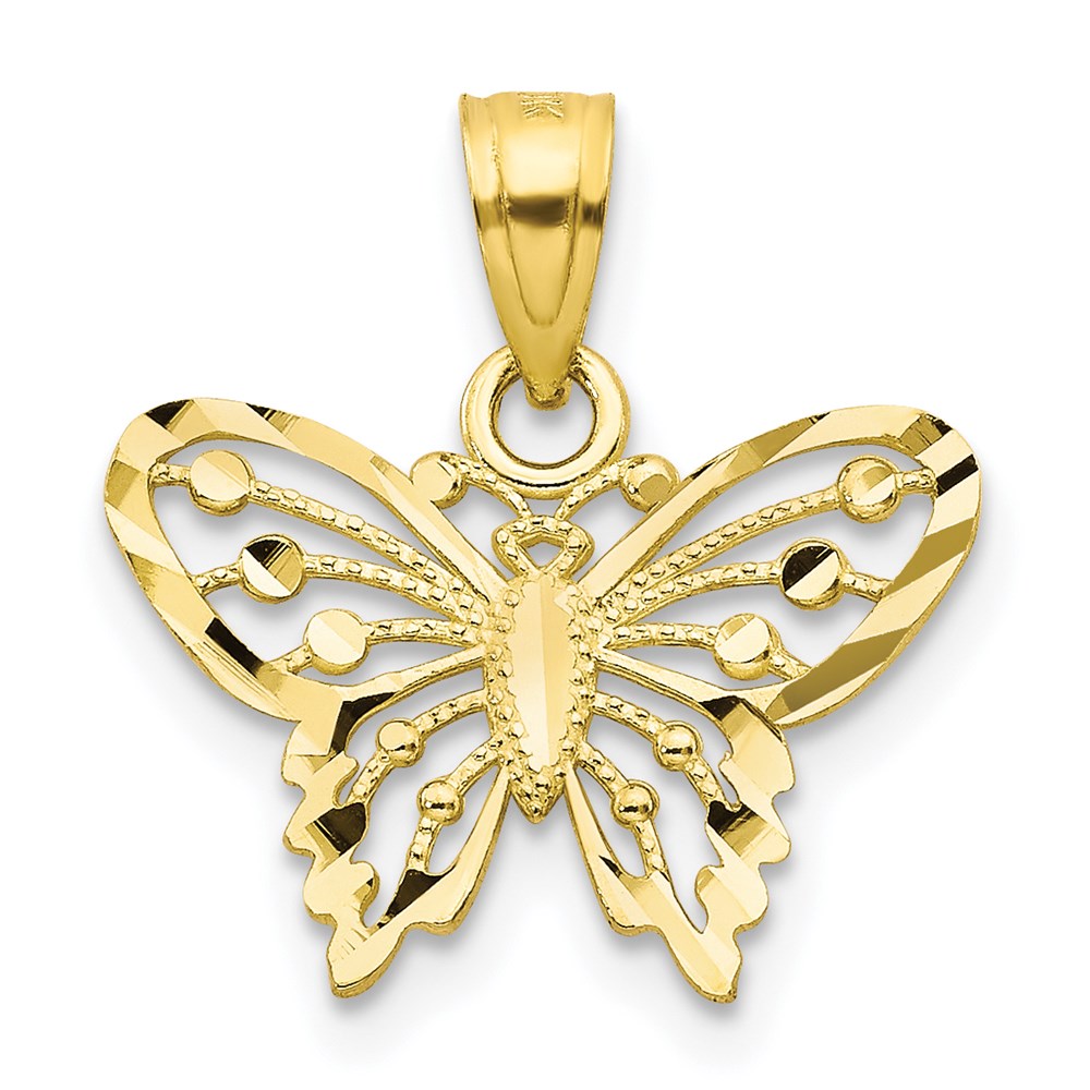 Million Charms 10K Yellow Gold Themed Diamond-Cut Butterfly Charm
