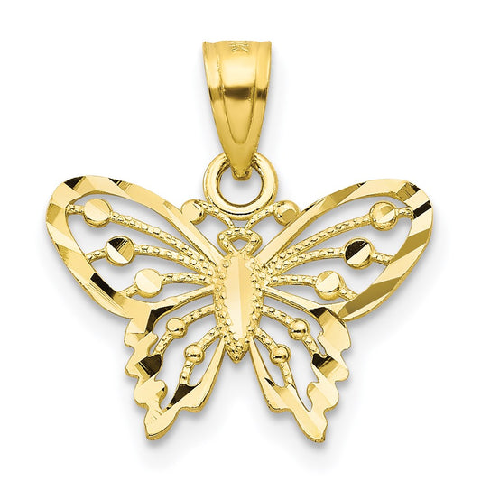 Million Charms 10K Yellow Gold Themed Diamond-Cut Butterfly Charm