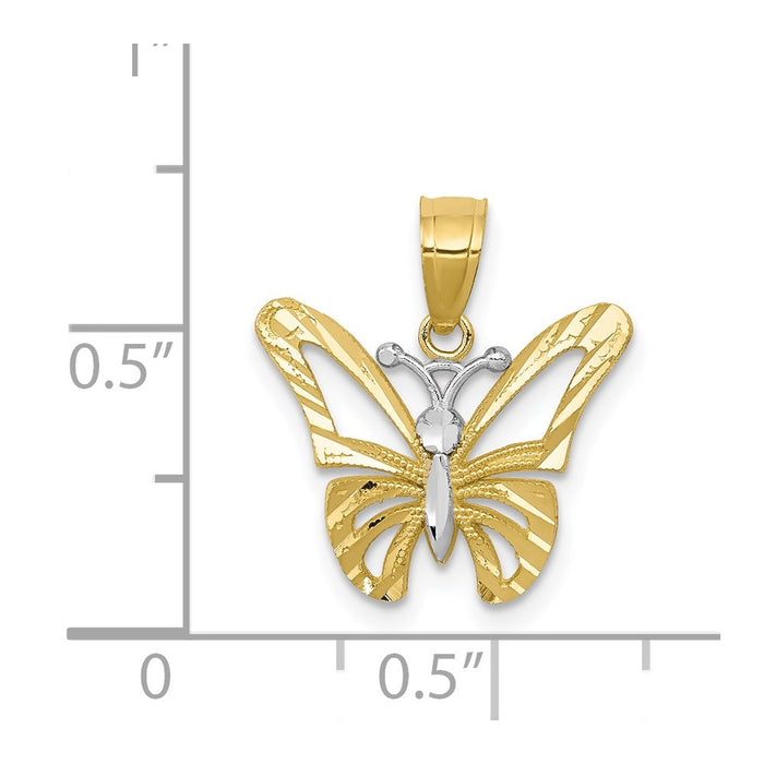 Million Charms 10K Yellow Gold Themed, Rhodium-plated Butterfly Pendant