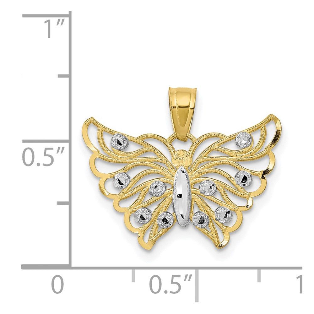 Million Charms 10K Yellow Gold Themed, Rhodium-plated Butterfly Pendant