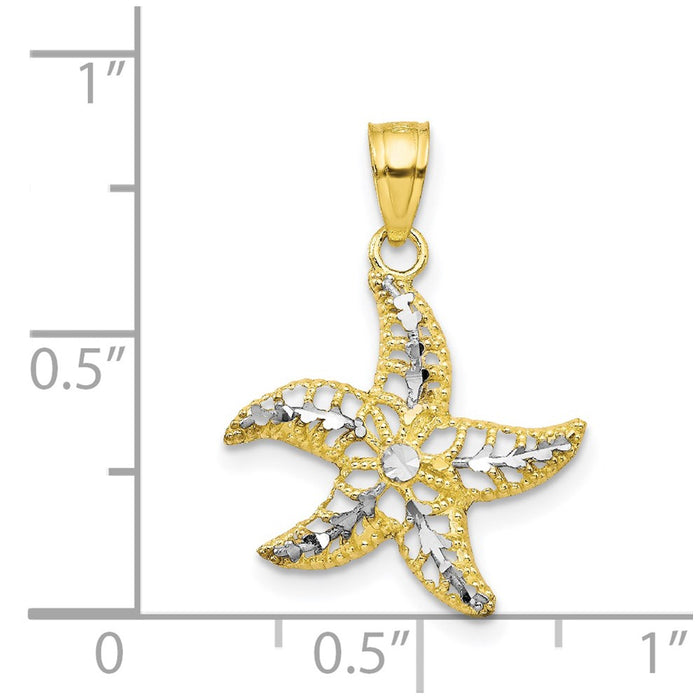 Million Charms 10K Yellow Gold Themed, Rhodium-plated Nautical Starfish Charm