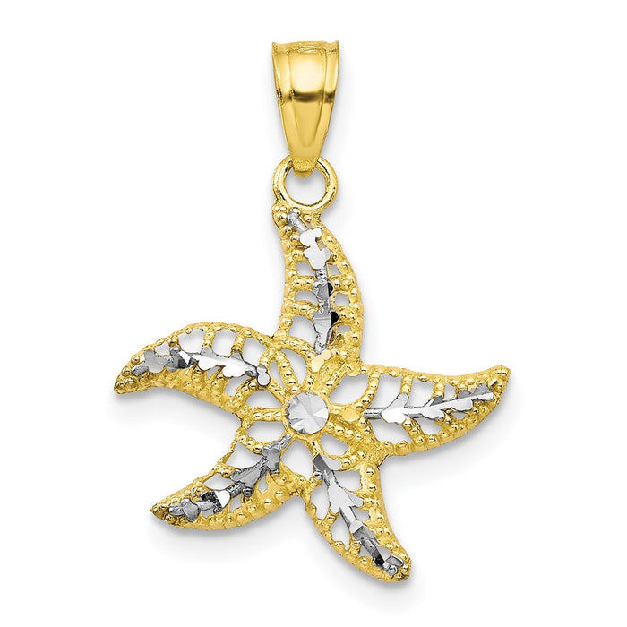 Million Charms 10K Yellow Gold Themed, Rhodium-plated Nautical Starfish Charm