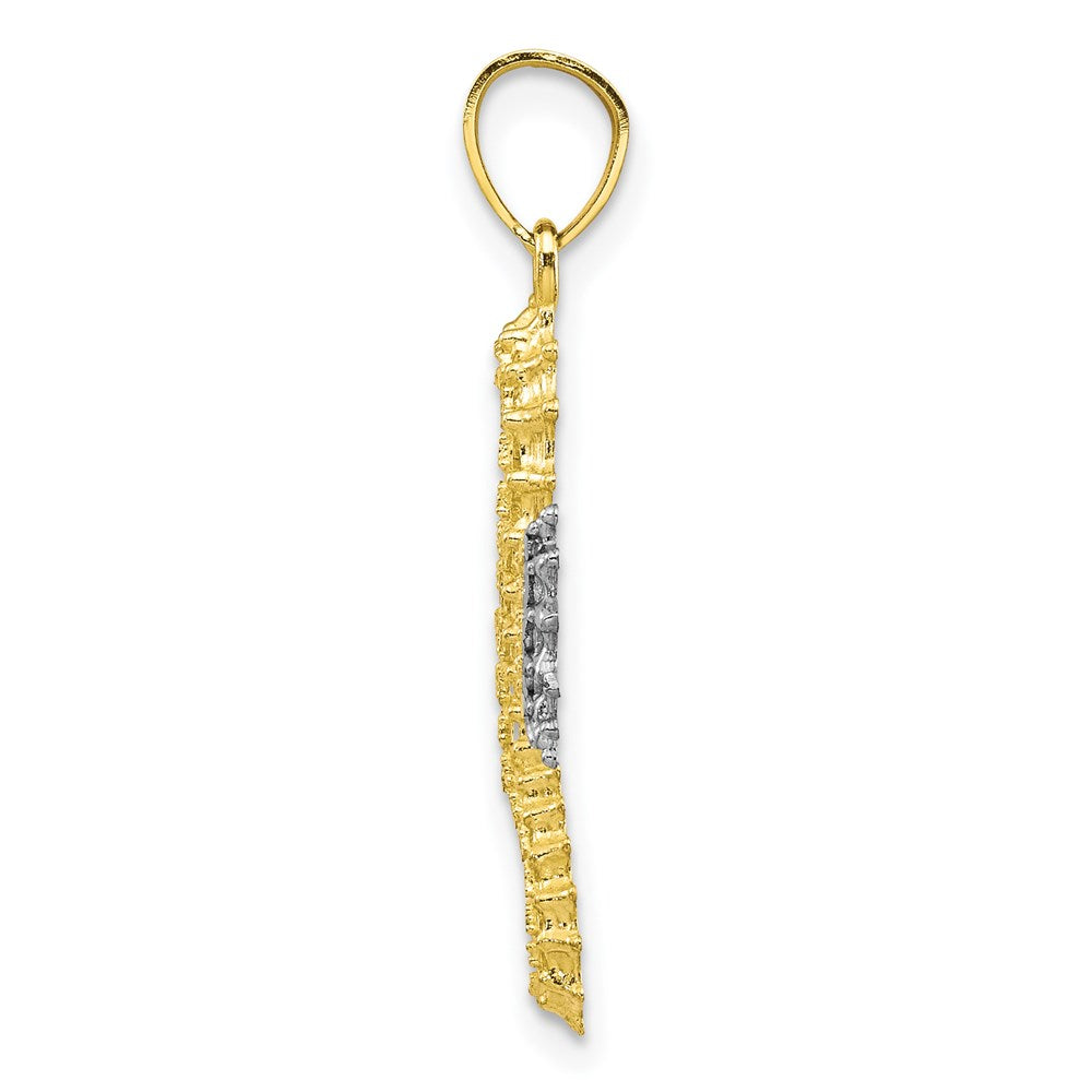 Million Charms 10K Yellow Gold Themed, Rhodium-plated Nautical Seahorse Charm