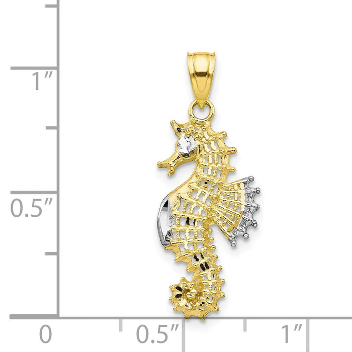 Million Charms 10K Yellow Gold Themed, Rhodium-plated Nautical Seahorse Charm