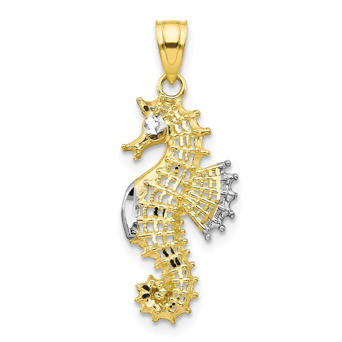 Million Charms 10K Yellow Gold Themed, Rhodium-plated Nautical Seahorse Charm