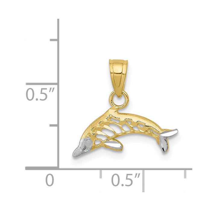 Million Charms 10K Yellow Gold Themed, Rhodium-plated Dolphin Charm
