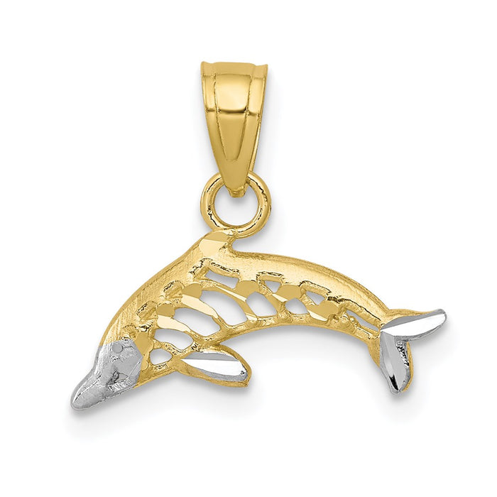 Million Charms 10K Yellow Gold Themed, Rhodium-plated Dolphin Charm