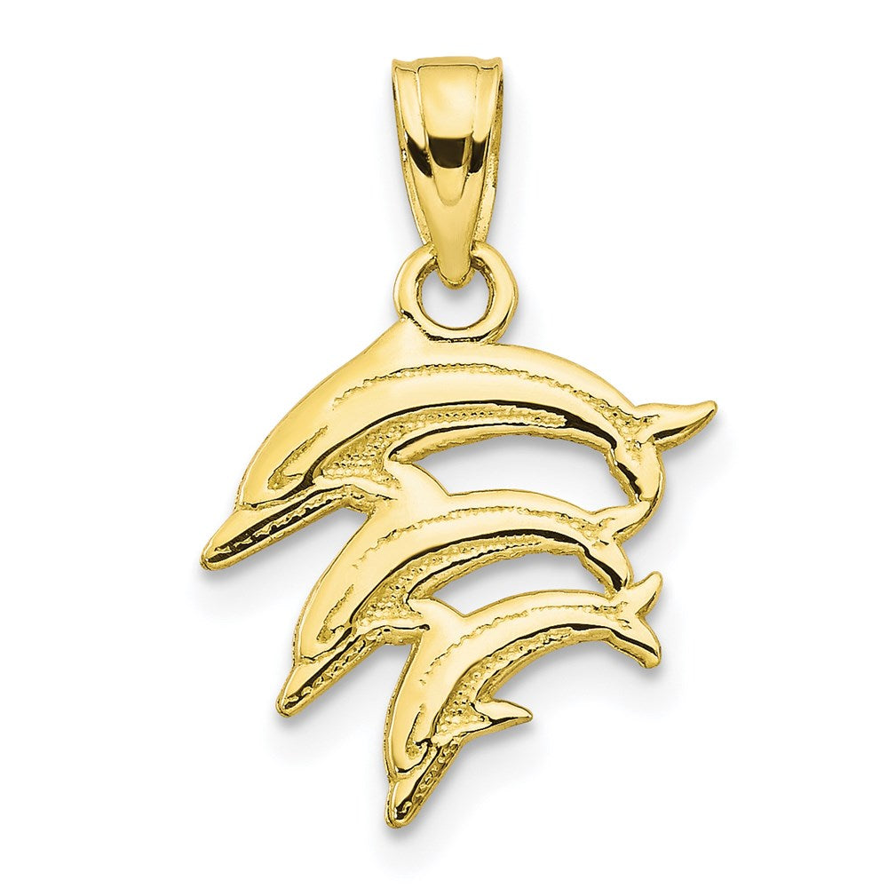 Million Charms 10K Yellow Gold Themed Dolphin Charm