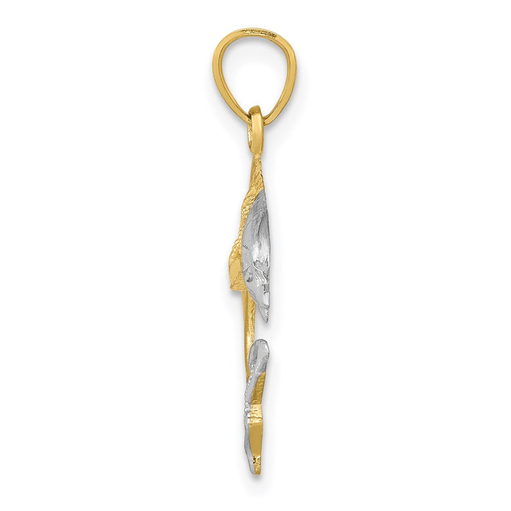 Million Charms 10K Yellow Gold Themed, Rhodium-plated Dolphin Charm