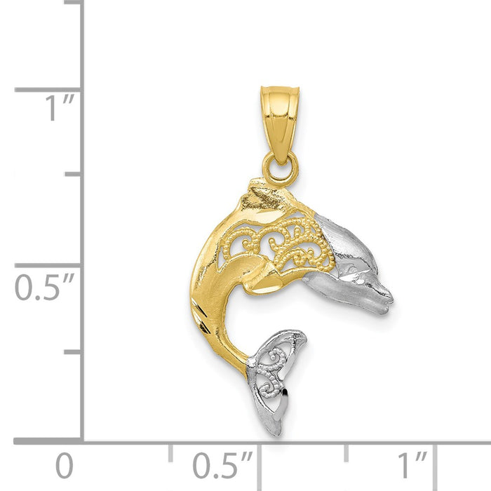 Million Charms 10K Yellow Gold Themed, Rhodium-plated Dolphin Charm