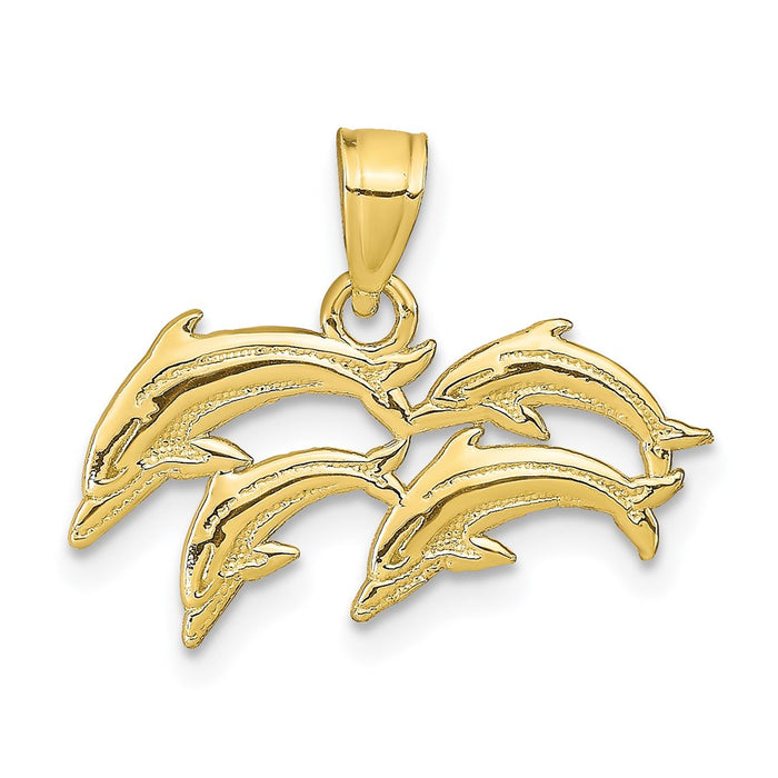 Million Charms 10K Yellow Gold Themed Dolphin Charm