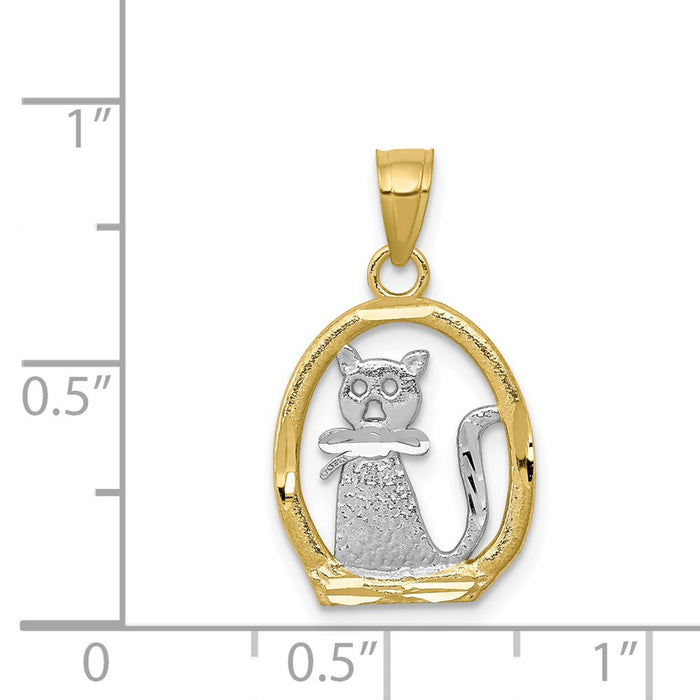 Million Charms 10K Yellow Gold Themed, Rhodium-plated Cat Pendant