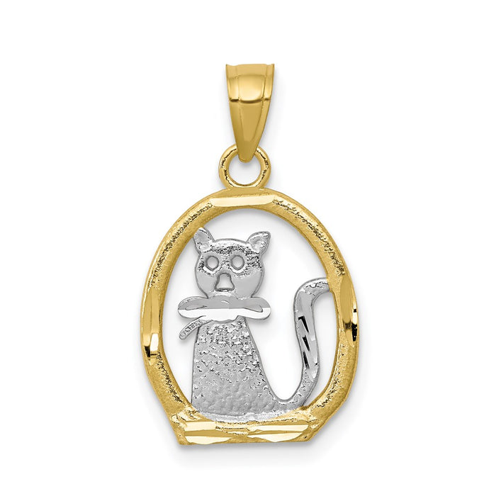 Million Charms 10K Yellow Gold Themed, Rhodium-plated Cat Pendant