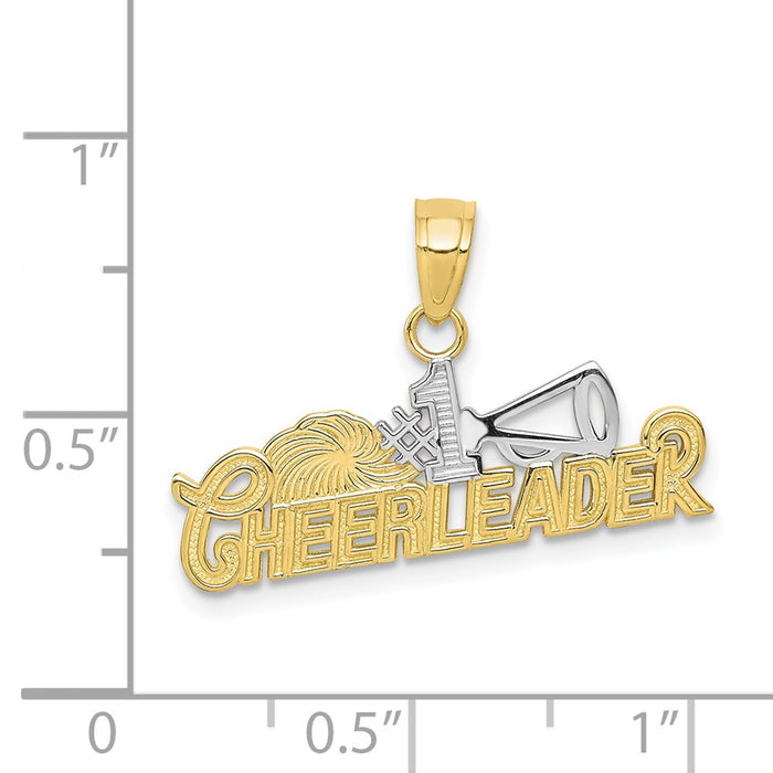 Million Charms 10K Yellow Gold Themed, Rhodium-plated #1 Cheerleader Charm