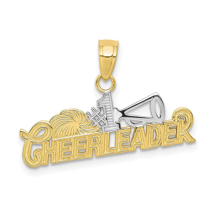 Million Charms 10K Yellow Gold Themed, Rhodium-plated #1 Cheerleader Charm