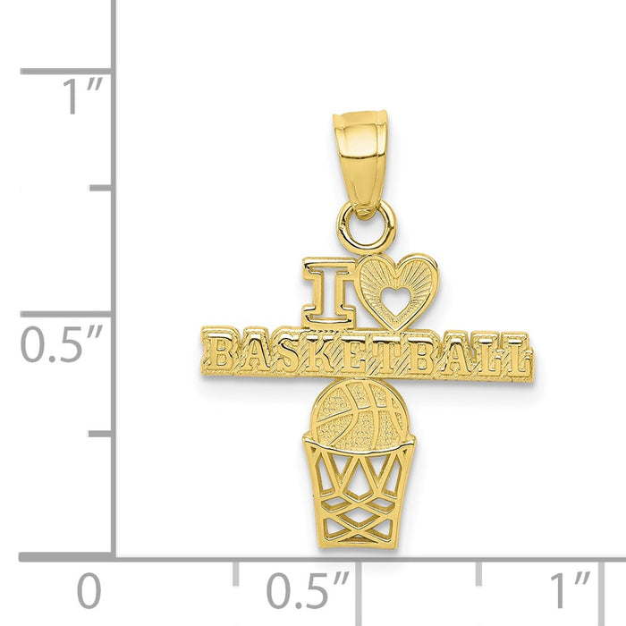 Million Charms 10K Yellow Gold Themed I Love Basketball Sports Charm
