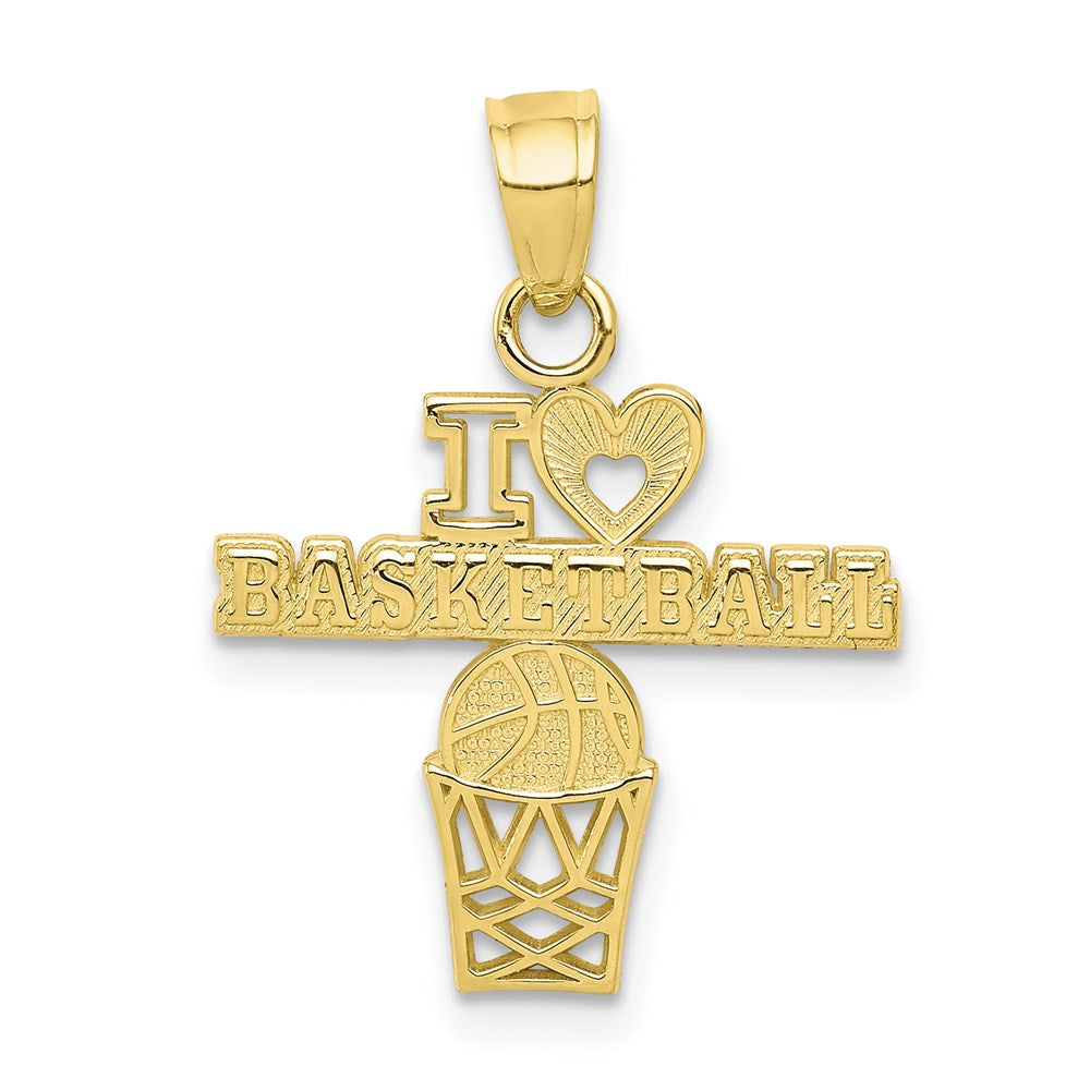 Million Charms 10K Yellow Gold Themed I Love Basketball Sports Charm