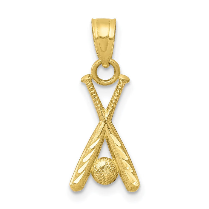 Million Charms 10K Yellow Gold Themed Sports Baseball With Bats Charm