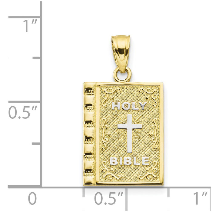 Million Charms 10K Yellow Gold Themed, Rhodium-plated Holy Bible Charm