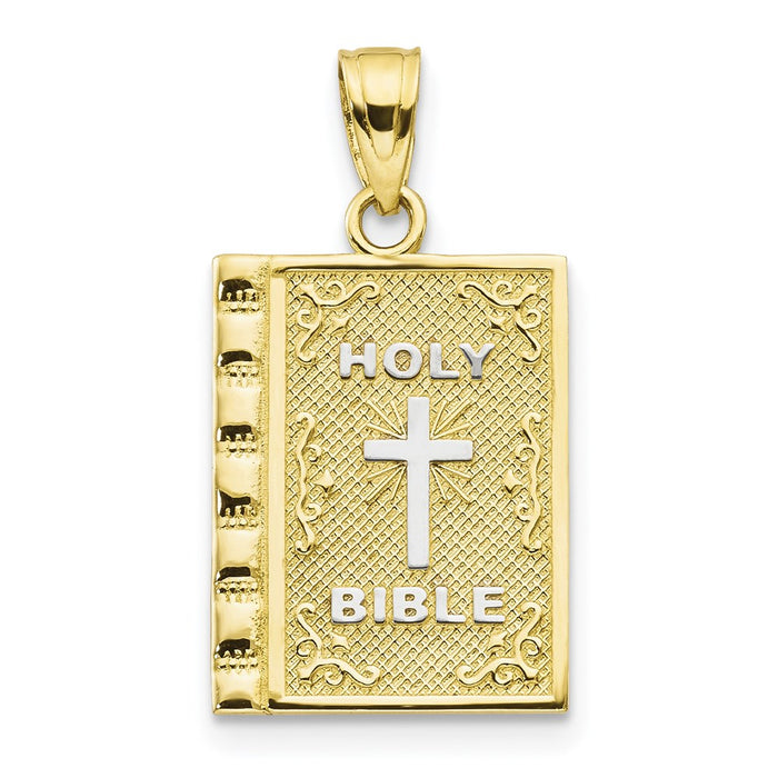 Million Charms 10K Yellow Gold Themed, Rhodium-plated Holy Bible Charm