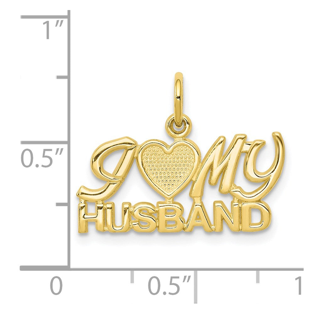 Million Charms 10K Yellow Gold Themed I Love My Husband Charm