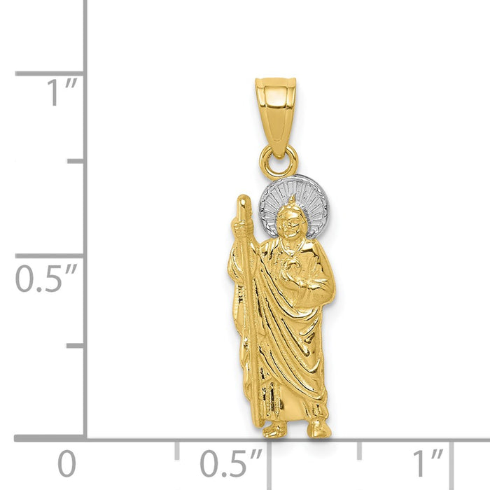 Million Charms 10K Yellow Gold Themed, Rhodium-plated Religious Saint Jude Charm