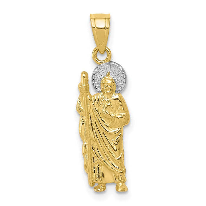 Million Charms 10K Yellow Gold Themed, Rhodium-plated Religious Saint Jude Charm