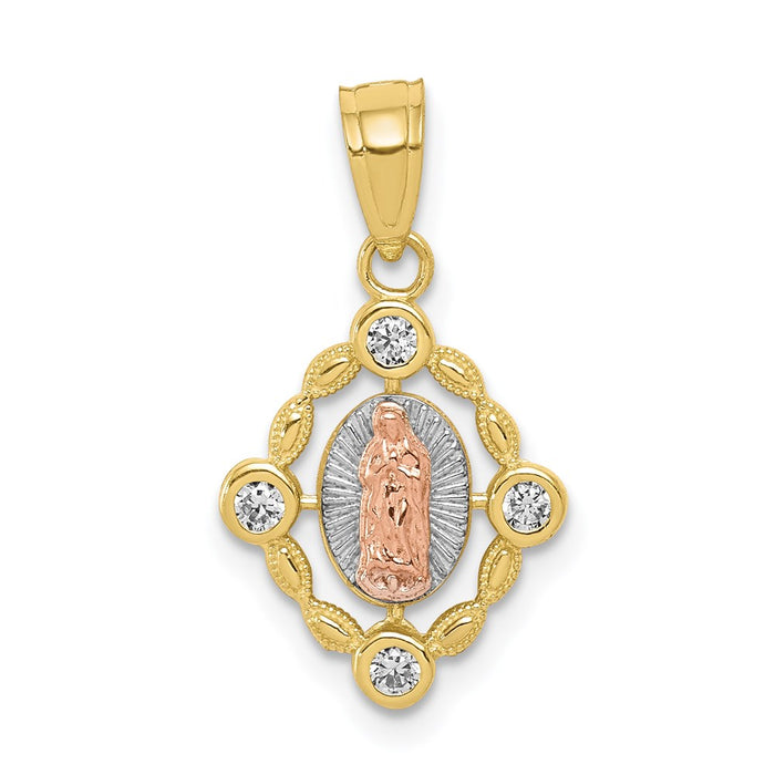 Million Charms 10K Small Two-Tone Relgious Our Lady Of Guadalupe Pendant