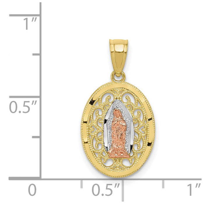 Million Charms 10K Two-Tone Relgious Our Lady Of Guadalupe Pendant