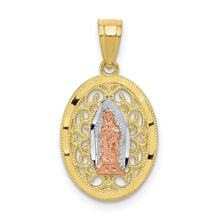 Million Charms 10K Two-Tone Relgious Our Lady Of Guadalupe Pendant