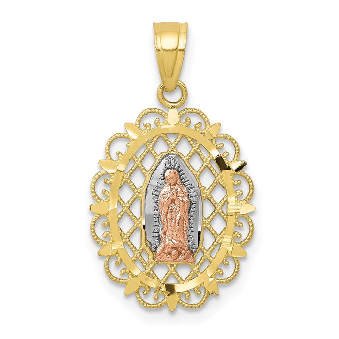 Million Charms 10K Two-Tone Relgious Our Lady Of Guadalupe Pendant