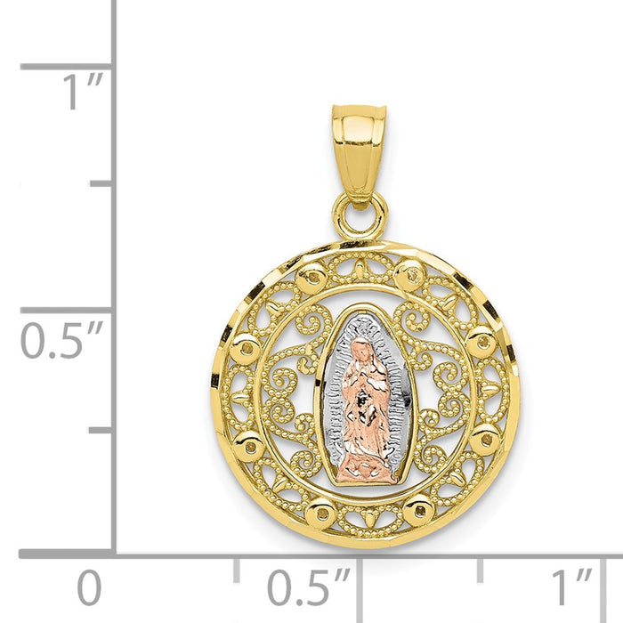 Million Charms 10K Two-Tone Relgious Our Lady Of Guadalupe Pendant