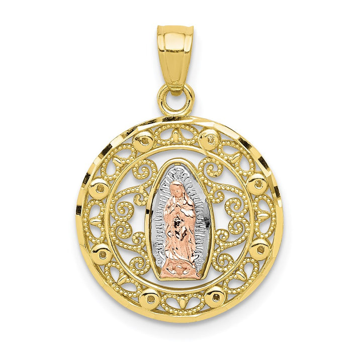 Million Charms 10K Two-Tone Relgious Our Lady Of Guadalupe Pendant