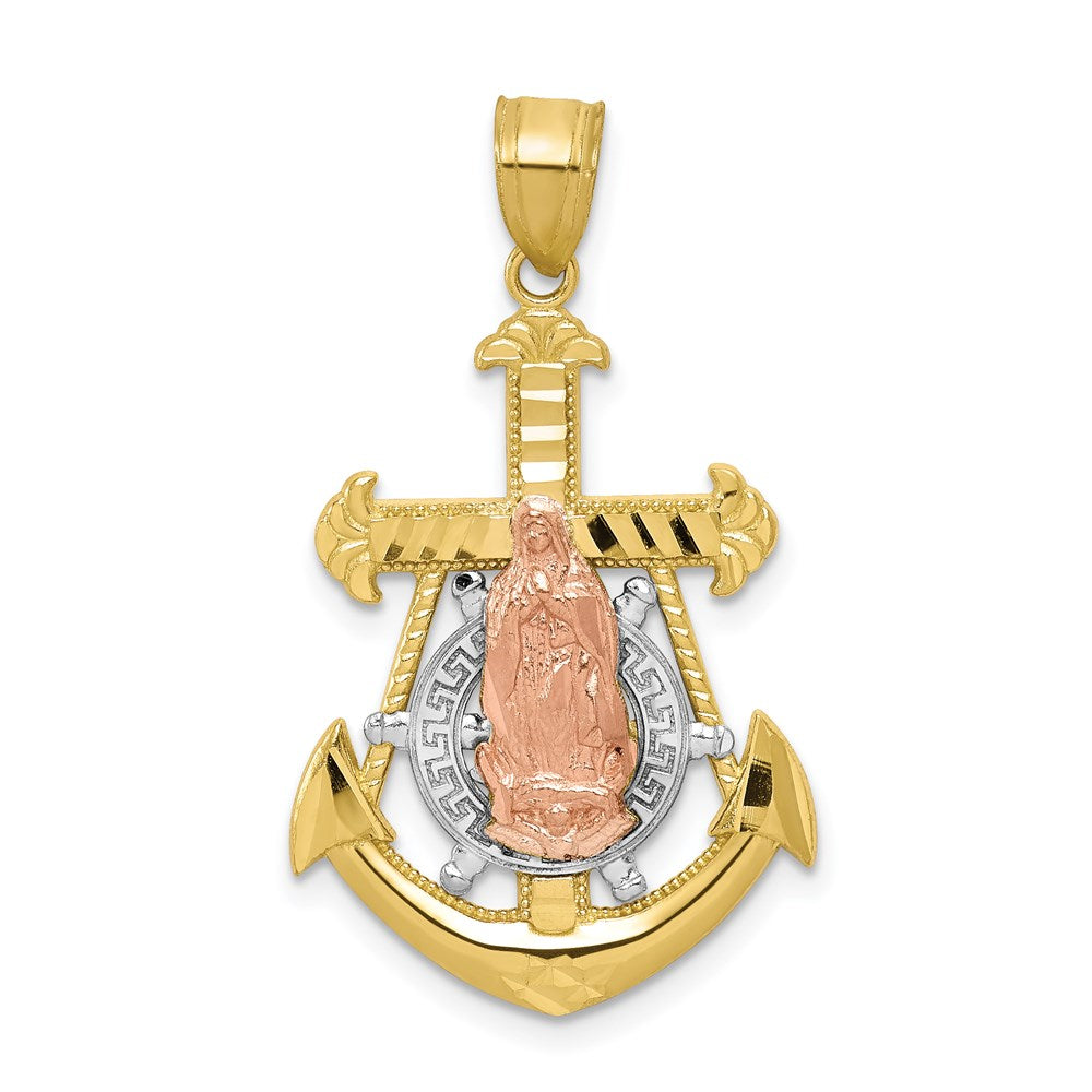 Million Charms 10K Two-Tone Mariner Blessed Mother Pendant